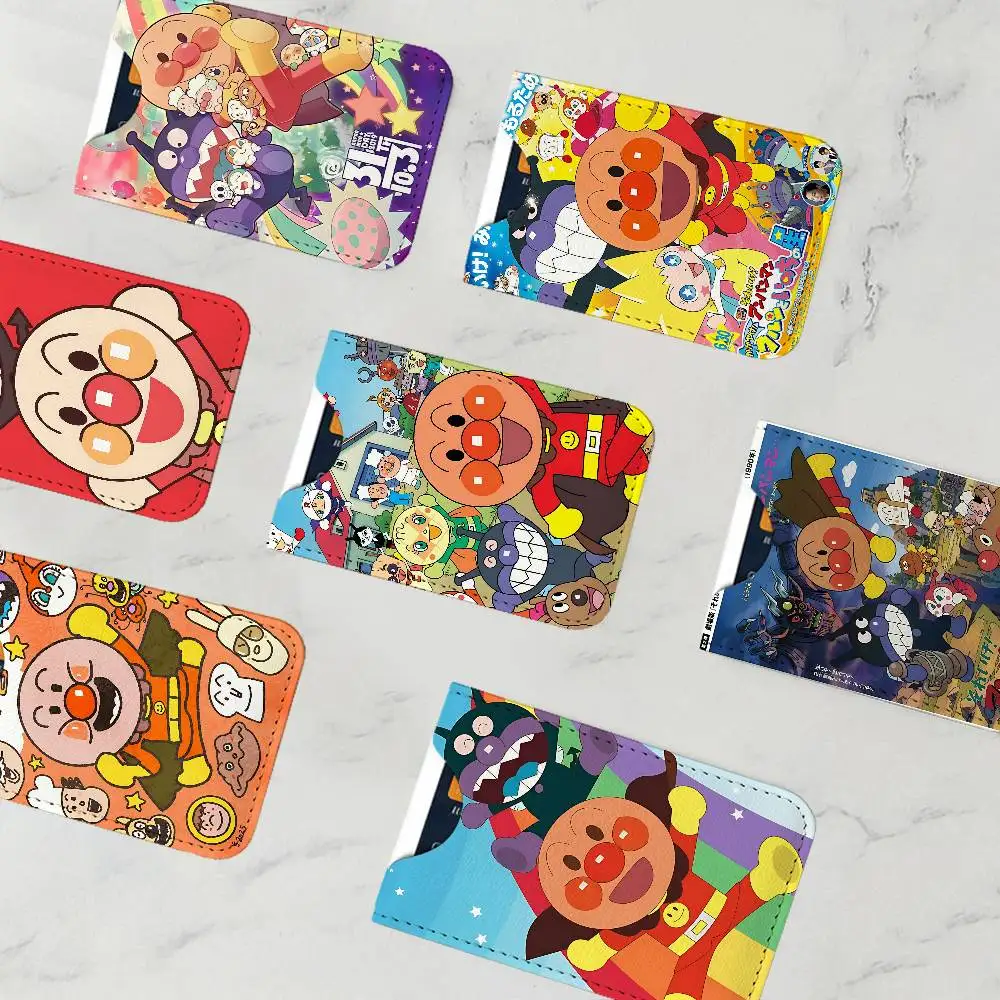 Children Anime A-Anpanman Ultra Slim Men Leather Mini Wallet Lightweight Credit Bus ID Card Holder Case for Daily Business Use
