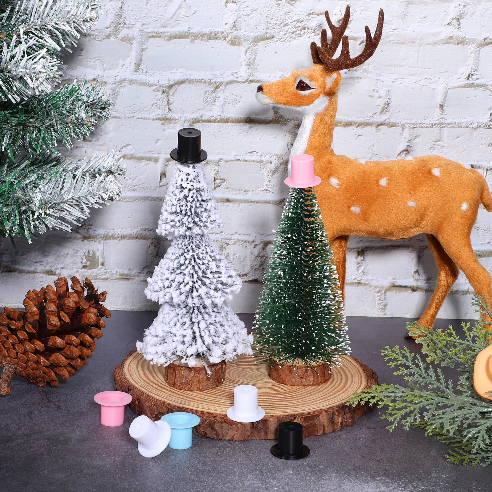 

100Pcs Plastic Mini Clown Hats Assorted Colors for Christmas DIY Decoration Handmade Craft Supplies Mini Hat Plastic Hats