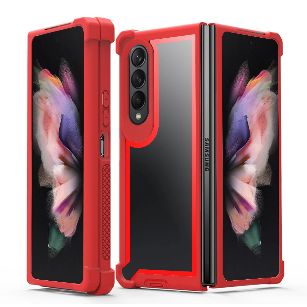 밀리터리 등급 에어백 보호 디펜더 커버, 갤럭시 Z 폴드 6, Z 폴드 5, Z 폴드 4, Z 폴드 3, 충격 방지 헤비 듀티 아머 케이스