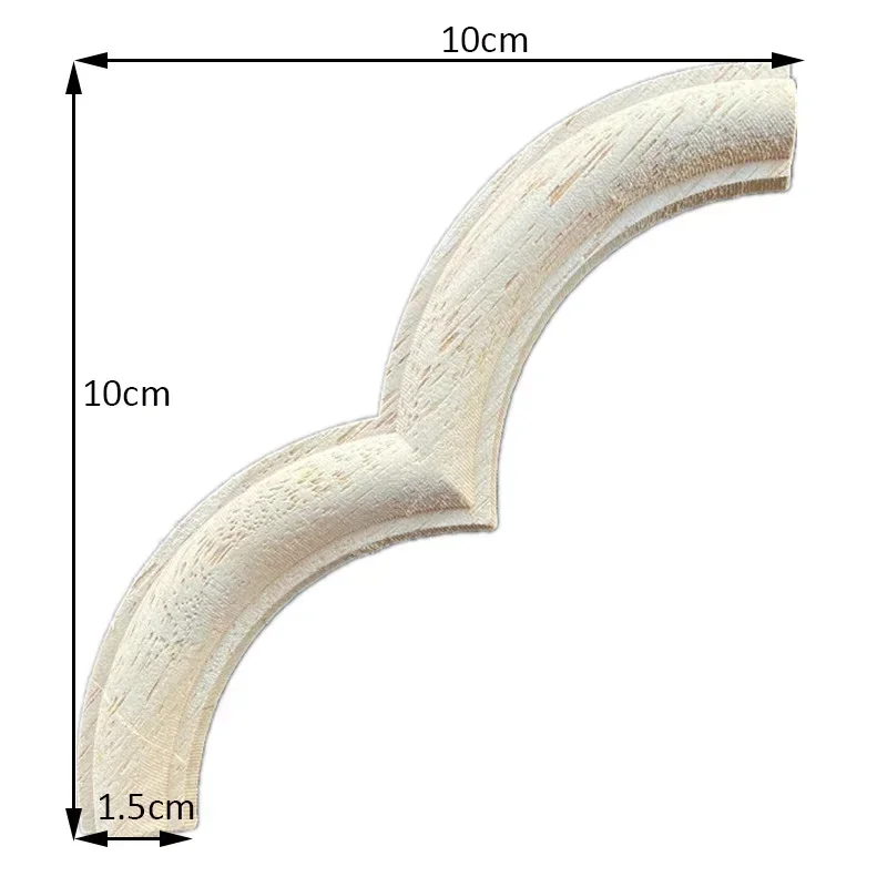10cm Rubber Wood Carved Onlay Applique Unpainted Furniture for Vintage Home Decor Door Cabinet Decoration Color Figurine DIY