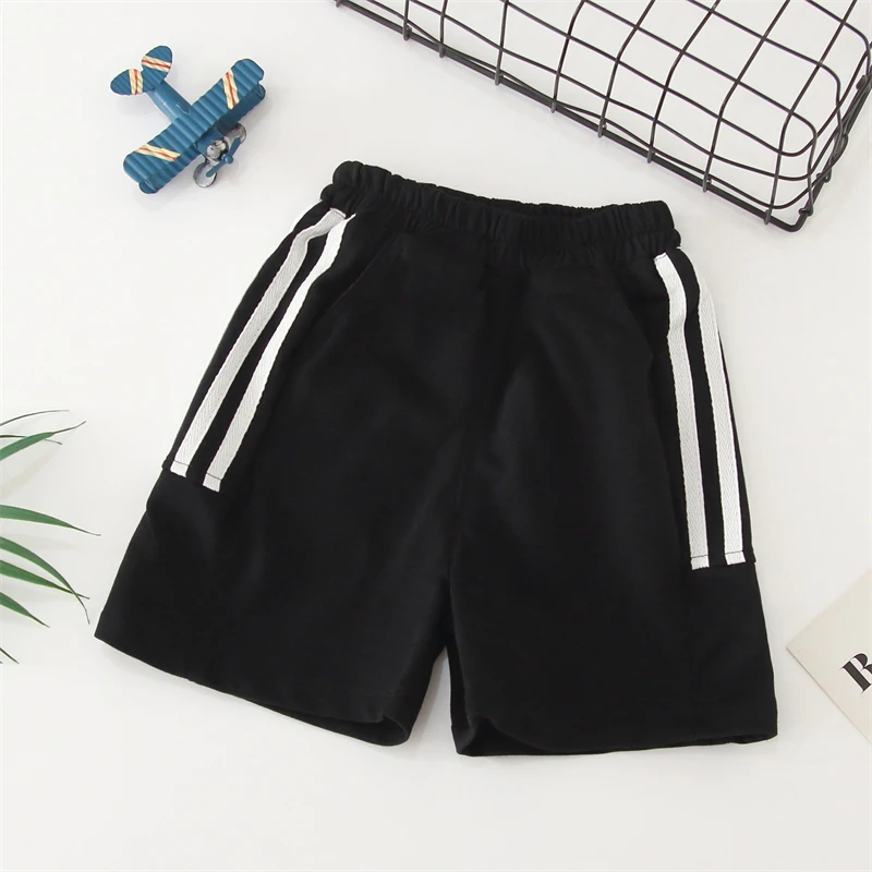 Boys' Summer Thin Pants New Middle and Big Children's Knitted Shorts Children's Loose Sports Pants Ribbon Middle Pants