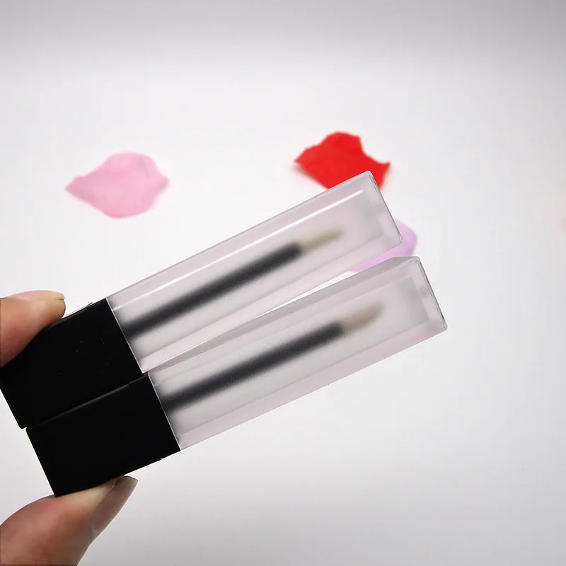 1pc 7ml Frosted Lip Gloss Bottle With Black Cap Empty Square Lip Gloss Tube Portable Diy Lipgloss Packing Container