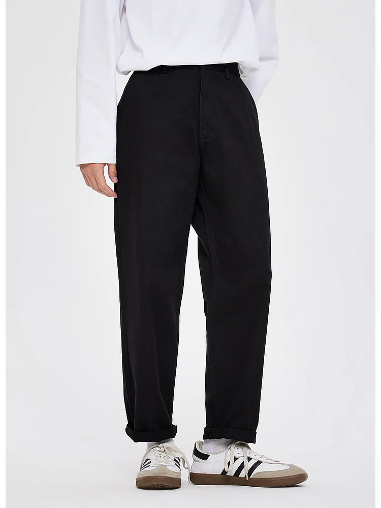 

Loose Fit Pure Cotton Men's Casual Pants Faionable Spring Autumn Slimming Tapered Harlan Sle Zipper mid Waist Cotton