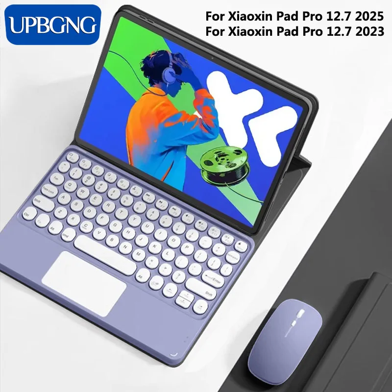 

For Xiaoxin Pad Pro 12.7 2025 Case Detachable Wireless Bluetooth Tablets Keyboard Stand Folio Cover for Lenovo Pad Pro 12.7 2023