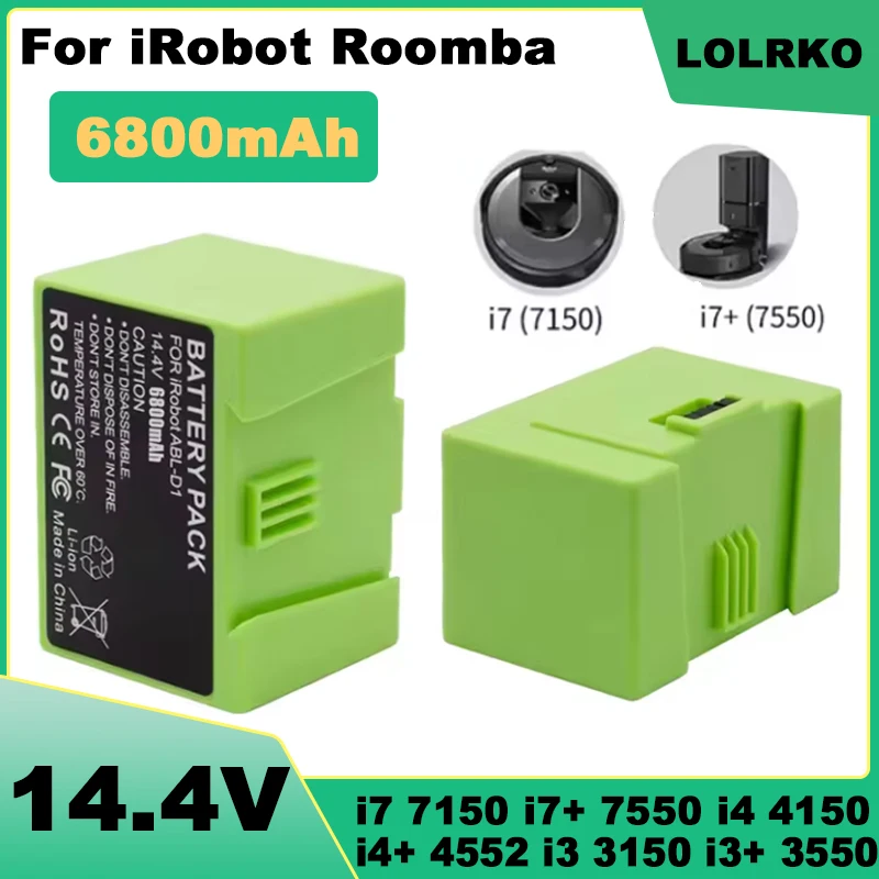 ABL-D1 14.4V 12800mAh Authentic Replacement Parts - Lithium Ion Battery for Roomba e & i Series Robot Vacuums i3+ i4+ i7+ i8+