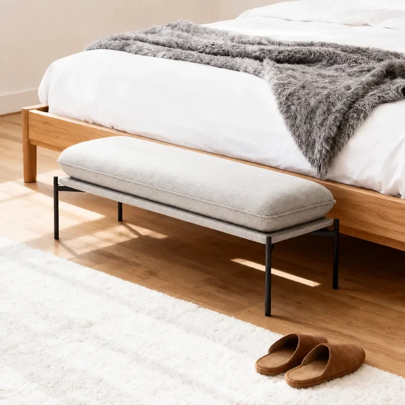 Simple Modern Stainless Steel Bench Shoe Changing Stool for Clothing Store Home Living Room Bedroom Bedside Premium Sense