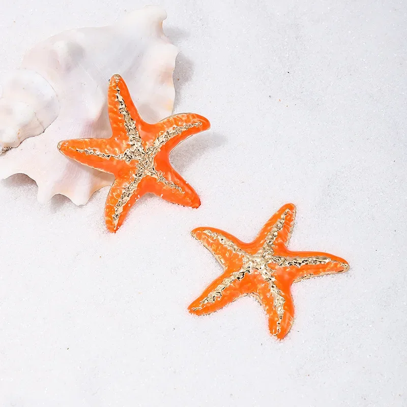 Trendy Stud Earrings For Women Metal Starfish Geometric Colorful Metal Ear Accessories Holiday Party Gift Fashion Jewelry CE202
