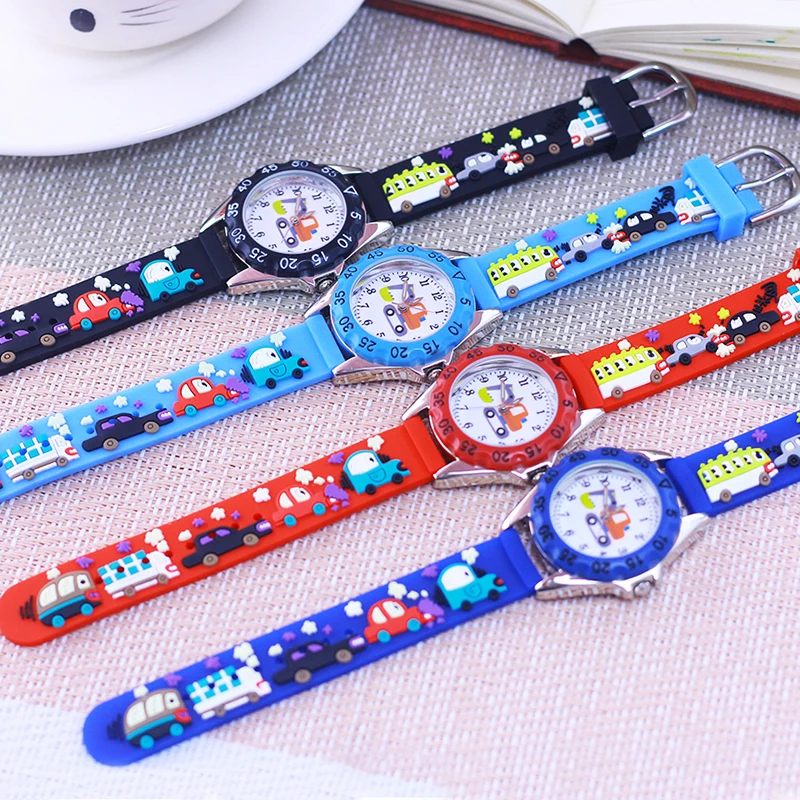 Chaoyada Fashion Cartoon Small-car Excavator Silicone Strap Watches For Children Child Boys Girls Students Sports Cool Watches