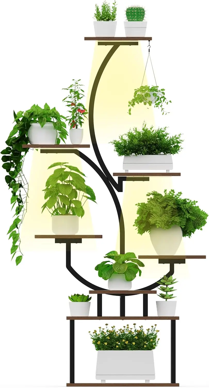 

8-Tier Plant Stand with Grow Lights, 60.83" Tall Indoor Rack for Home Decor, Patio, Balcony