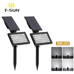 T-SUN-luces LED solares para jardín, lámpara Solar ajustable para exteriores, impermeable IP44, iluminación de pared para decoración de jardín, 1-2 piezas, 50 led