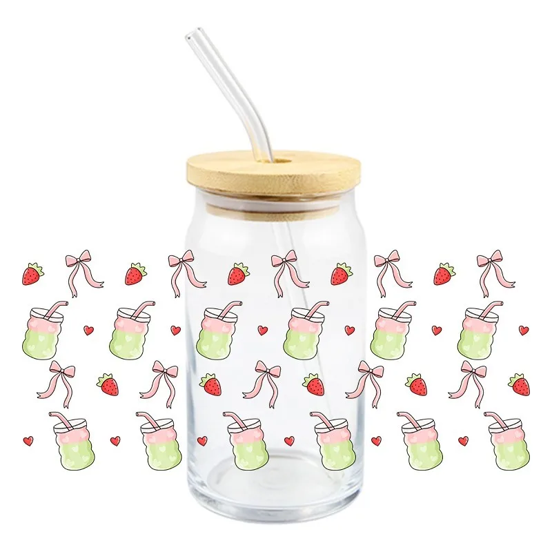 3D Cartoon Food Books Design UV DTF Cups Wrap Sticker DIY Label Transfer Sticker Waterproof Green Drink Dessert Patter Decals