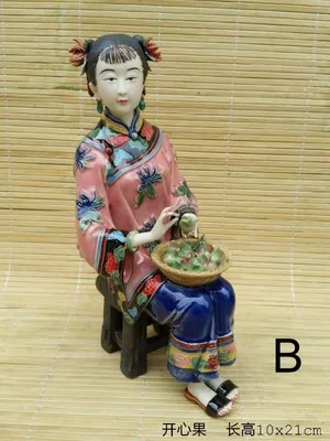 Ancient beauty ladies open heart Gushiwan doll Chinese style living room Bogu frame Beauty figure Sculpture decoration pieces