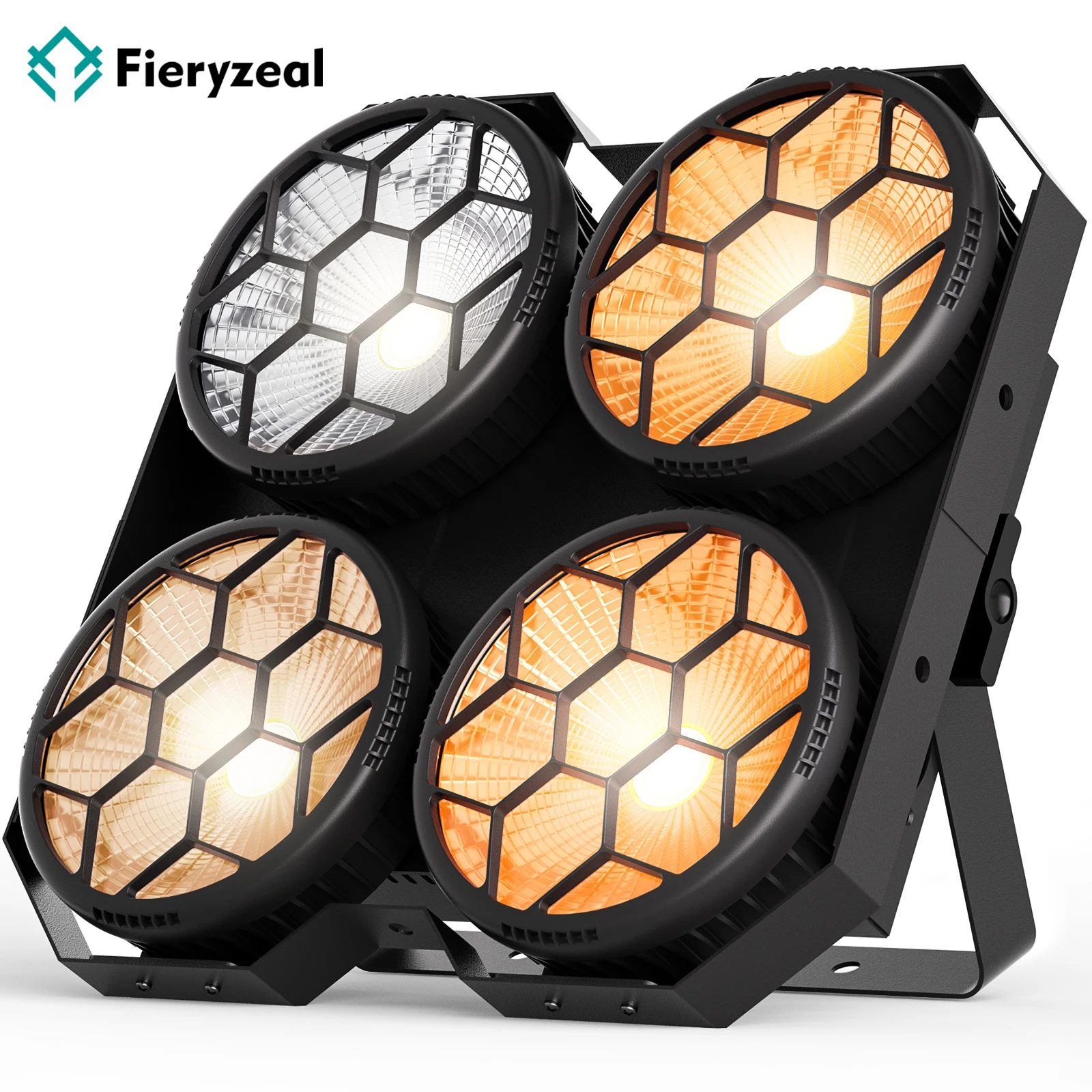 

Fieryzeal 4x100W 2IN1 COB Par Light 4 Eyes Audience Light DMX512 Светодиодный сценический светильник с эффектом мытья Blinder Light для DJ Disco Party