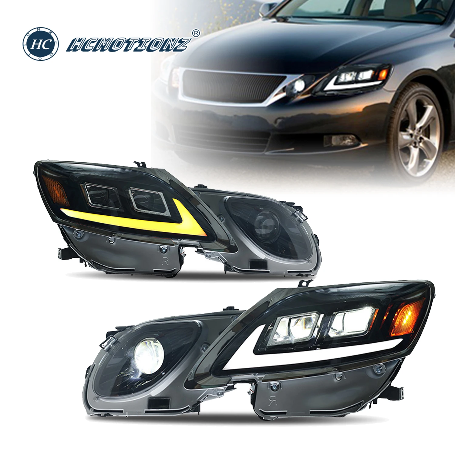 

HCMOTIONZ Full LED Headlights For Lexus GS300 3th Gen 2006-2011 GS 350 430 460 GS450h Car Front Lamps Assembly