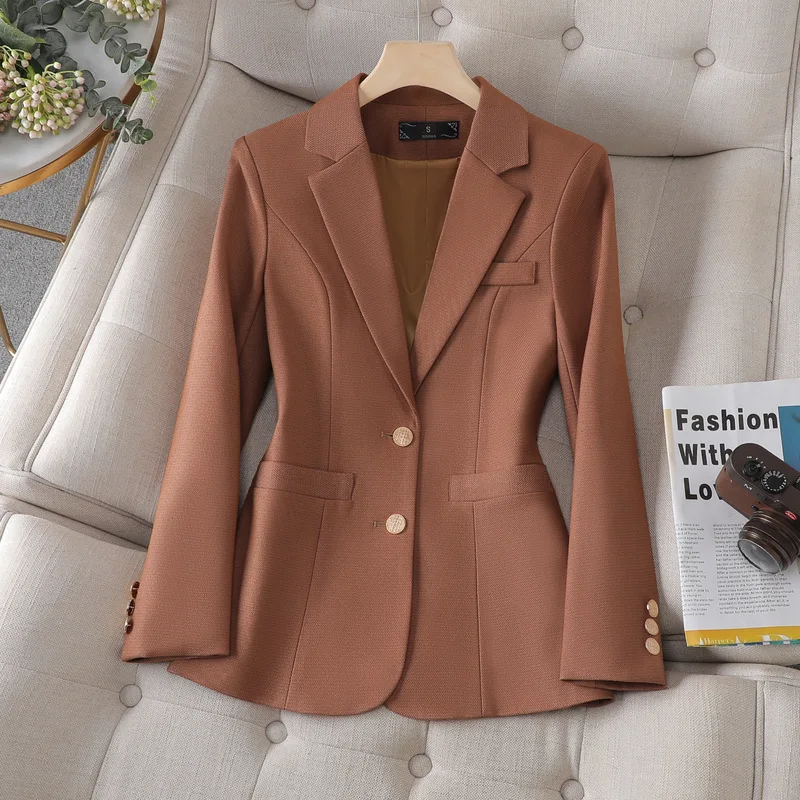 Veste en Coton Rose pour Femme, Tenue de Bureau Élégante et à la Mode, Automne et Hiver