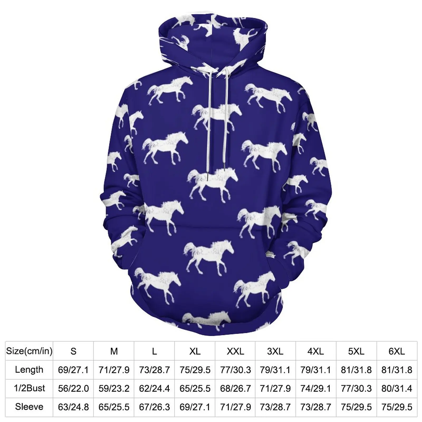 Galloping Horse Hoodies Running Horses Print Street Style Oversized Pullover Hoodie Women Long Sleeve Casual Hooded Sweatshirts