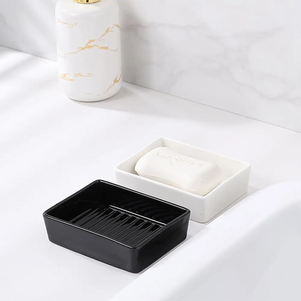 Caja de jabón de cerámica nórdica portátil, soporte creativo sin perforaciones, soporte ligero de lujo multifunción, escurridor, jabonera, estante para Hotel