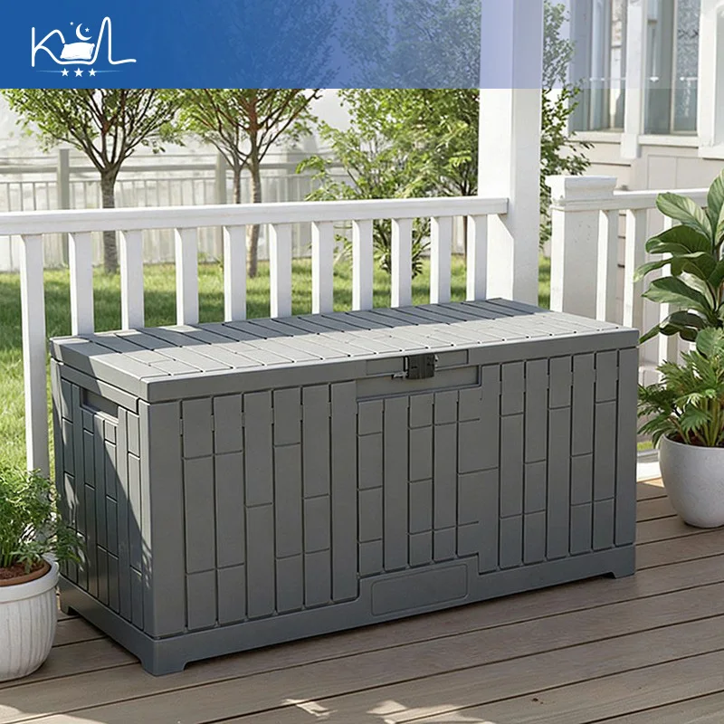 Outdoor Storage Box, Garden Patio Pool Tool Deck Box, Plastic Waterproof Lockable Storage Cabinet Organizer view 5