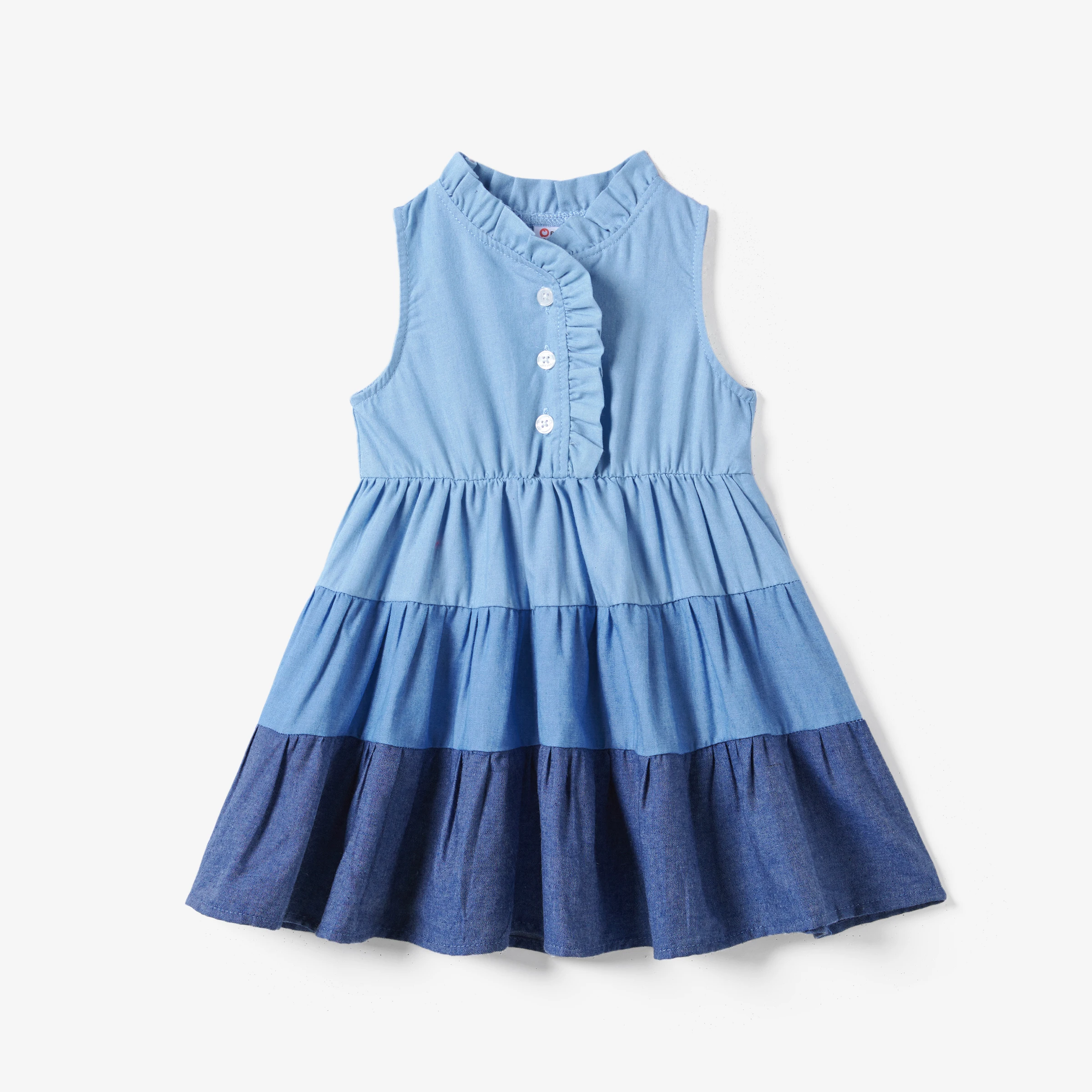 PatPat Family Matching Colorblock Shirt and Tiered A-line Pleated Dress Sets