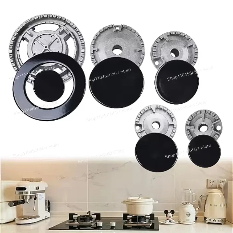 Cooker Hat Set for Oven Gas Hob Burner Crown Flame Surface and Burner Head Replacement for SABAF Stove Handles Lid Kit