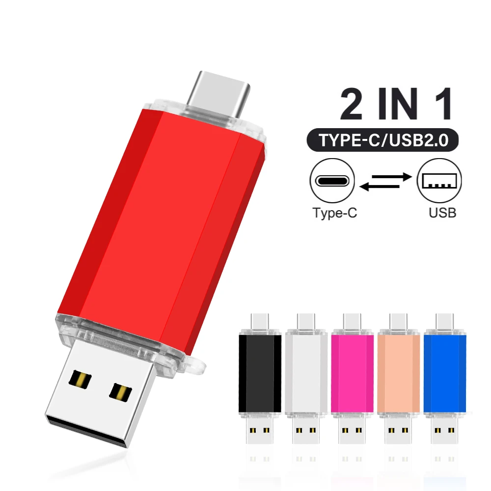 Large Capacity Type-C 2 in 1 OTG 128GB 64GB Pendrive High Speed USB Flash Drive OTG Pen Drive 64GB 128GB USB Flash Drive Gift
