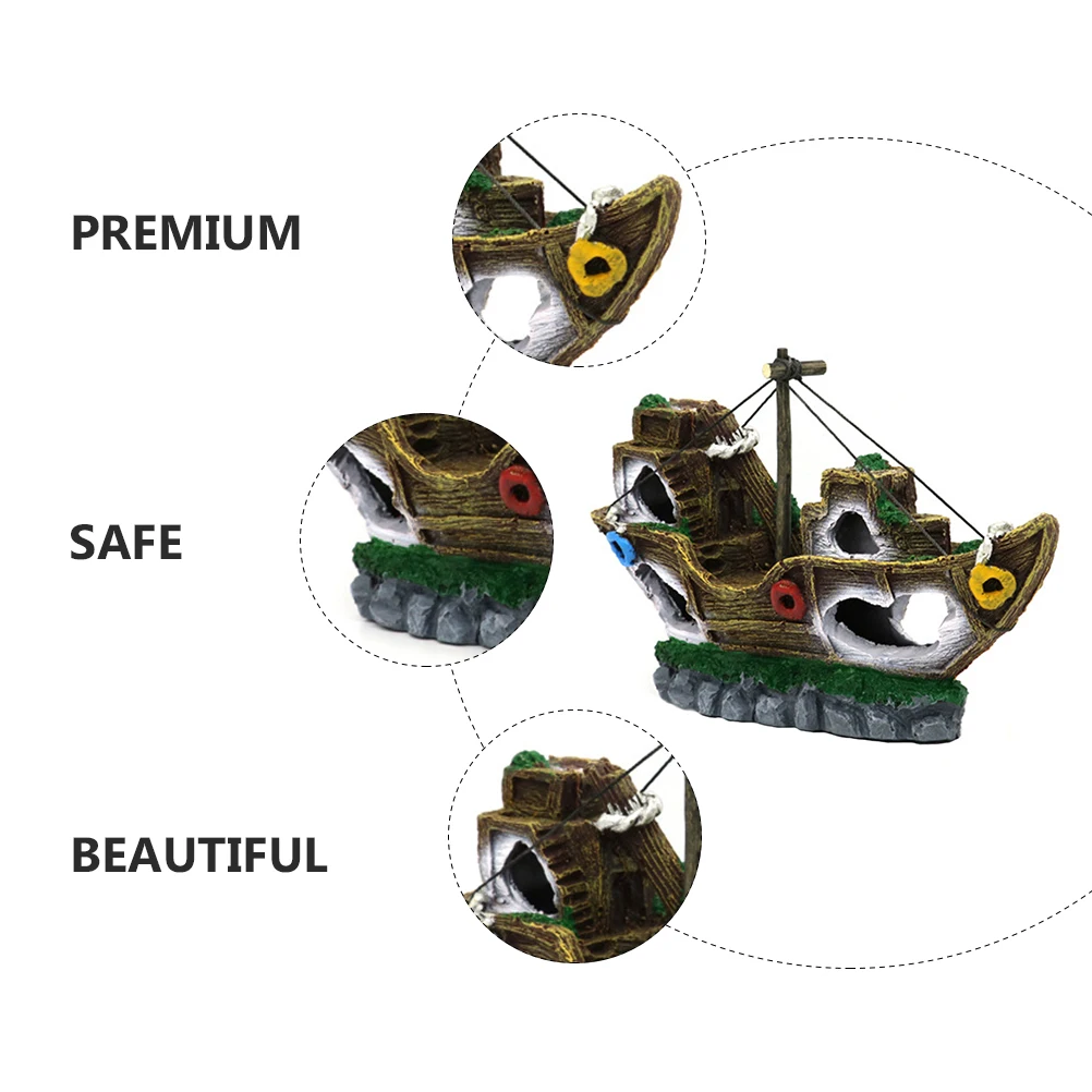 

Resin Pirate Shipwreck nament Delicate Decoration Fish Tank Aquarium Crafts Underwater Colorfast Safe Pet Supplies