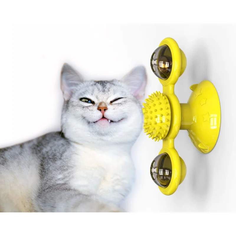 

Windmill Cat Toy, Interactive Training Education, Whirligig Turntable For Kitten, Brush Teeth Animals, Cat Accessories