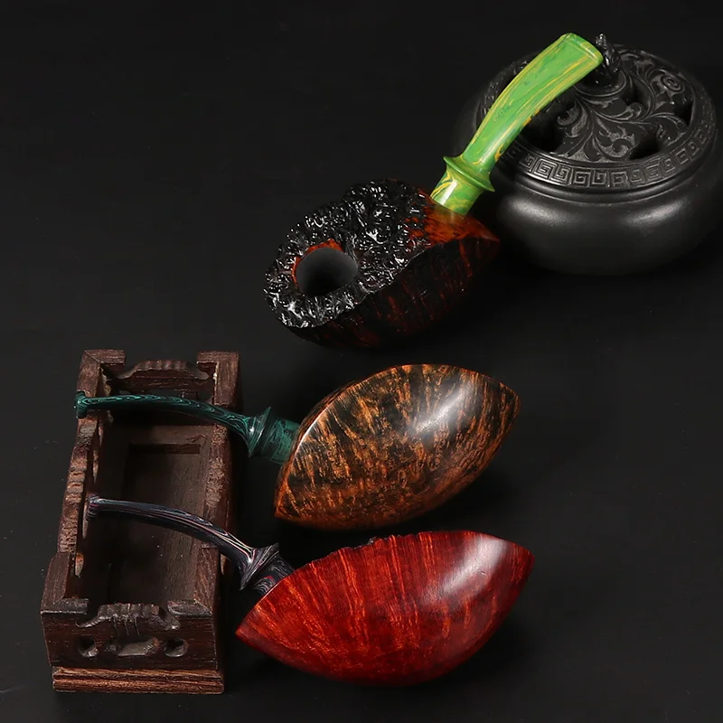 Handmade Briar tobacco Pipe Freestyle Tobacco pipe Father's Day gift 3mm pipe channel，Vulcanized rubber rod tail