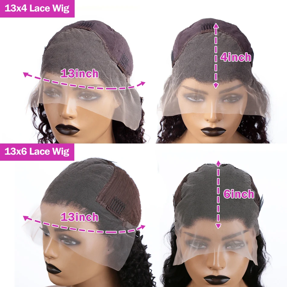 HD 13x6 Loose Nature Wave Lace Front Human Hair Wigs 220% Transparent 30 40 Inch 13x4  Loose Deep  Wave Lace Frontal Wig