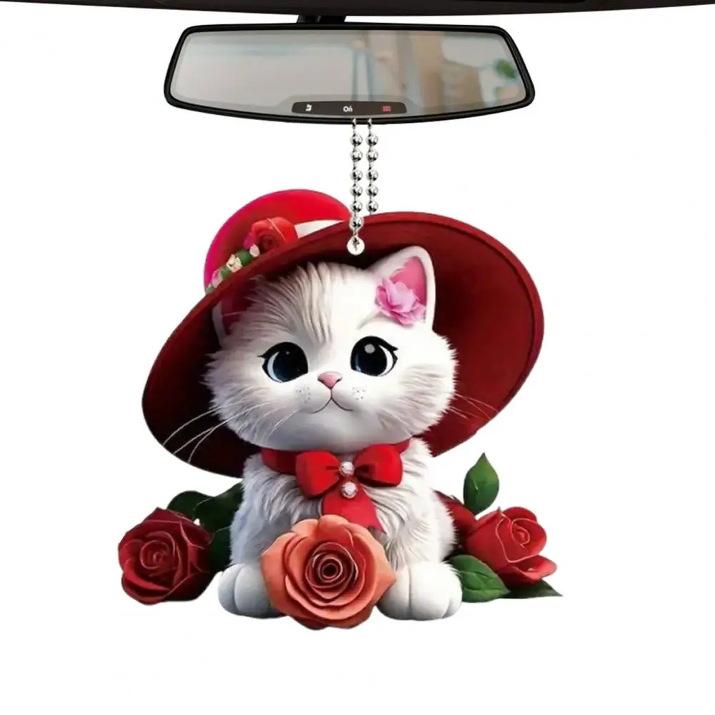 Kitten Bicycle Pendant Acrylic Kitten Keychain Acrylic Cat Christmas Tree Ornaments Lightweight Hanging for Lovers