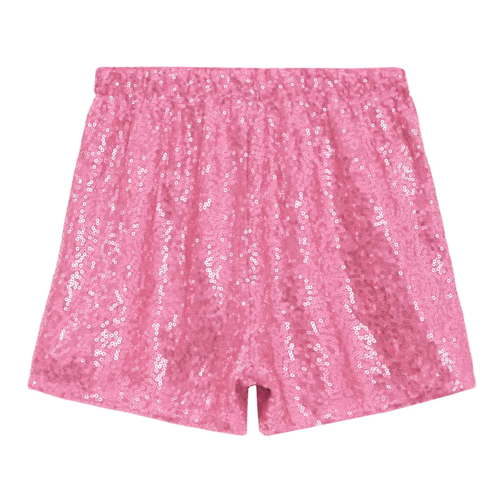 Kids Girls Jazz Dance Short Shiny Sequins Elastic Waistband Boxer Shorts for Ballet Jazz Dance Cheerleading Competition