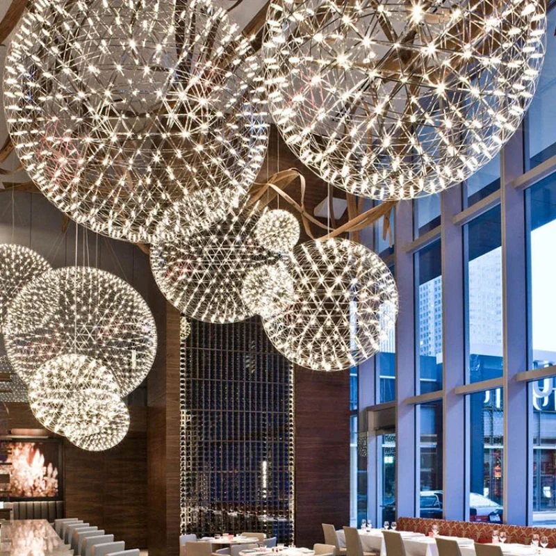 

SANDYHA Modern Hanging Chandelier Iron Ball Pendant Lights for Living Room Dining Table Hollow Out Design Home Decor Lighting