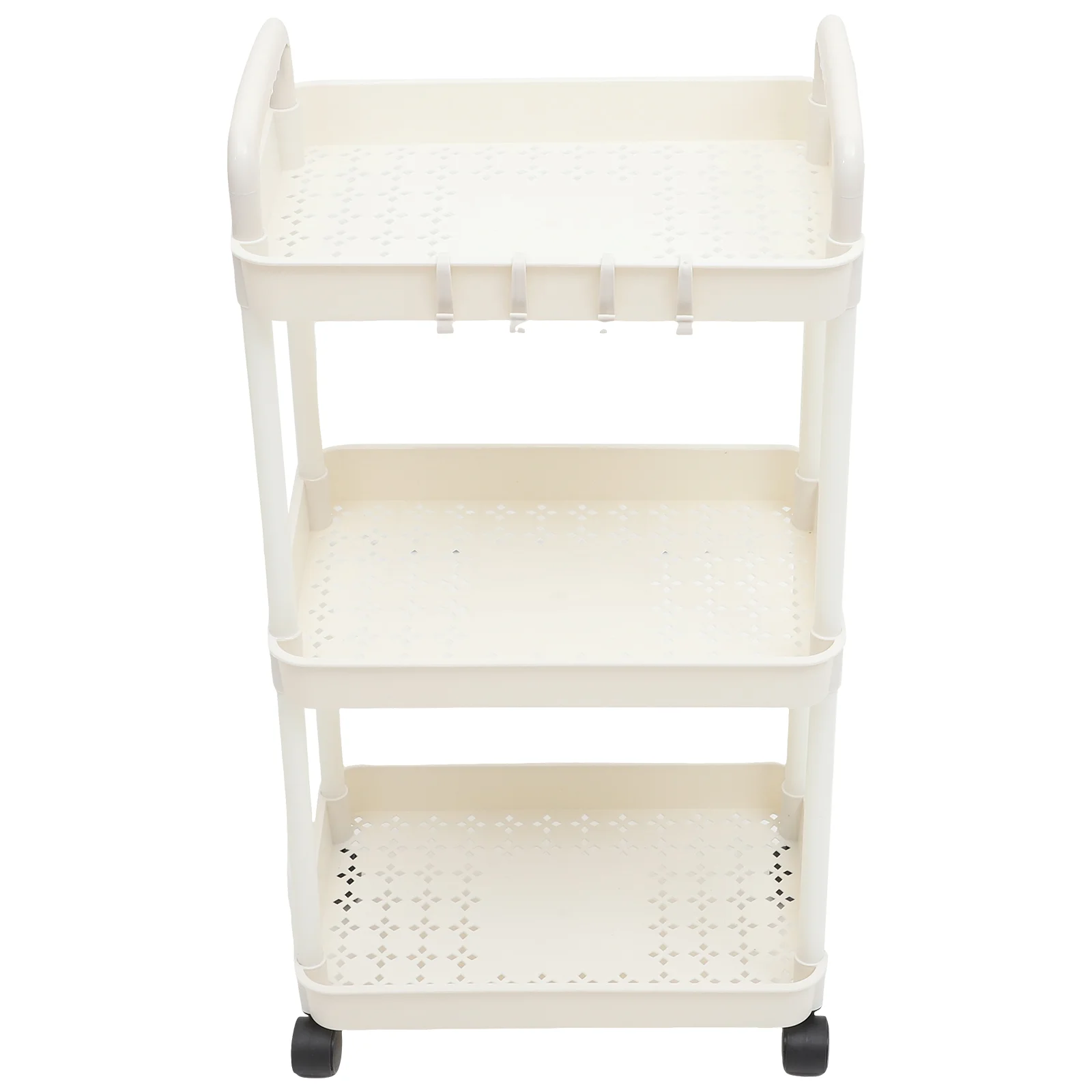 

Cart Storage Trolley Rack Utility Holder with Wheels Spice 3 Tier Rolling White Bathroom Kitchen Book Office