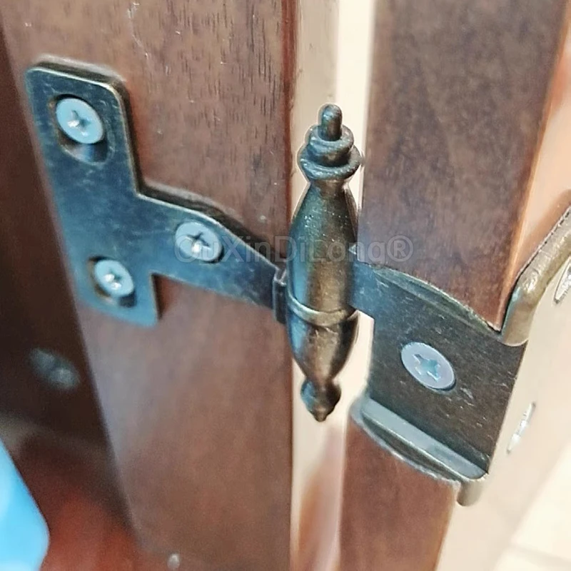 

2 пары антикварных мебельных съемных петель, складная петля встик, бронзовая петля с короной, винтажный аксессуар для двери шкафа, гардероба GF1504