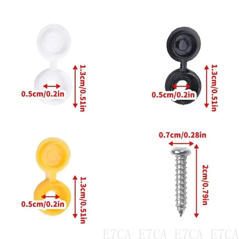

E7CA 48Pcs Mixed Color Number License Plate Fixing With Stainless Steel Screws & Plastic Decorative Caps Suitable For Car