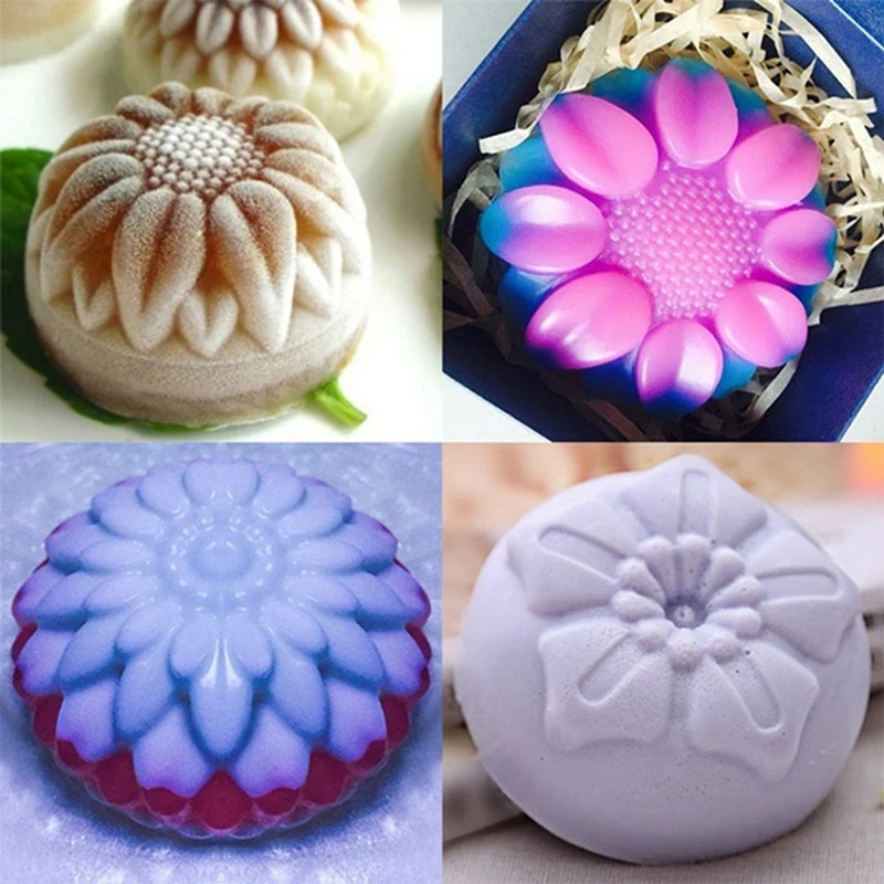 6 Cavities Sunflower Muffin Cups Cupcake Pans Silicone Cake Baking Mold Craft Art Handmade Soap Molds Flower Shaped DIY