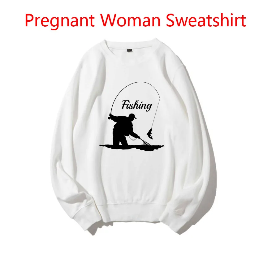 

Maternity Woman Sweatshirt Spring Autumn Sweaters Funny Fishing Print Pregnant Women Pullover Postpartum Can Wear