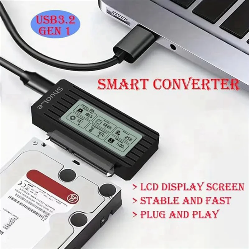 Shuole USB 3.0 vers SATA/IDE câble adaptateur pour 2.5 et 3.5 pouces HDD/SSD SATA III convertisseur de disque dur pour PC et ordinateur portable