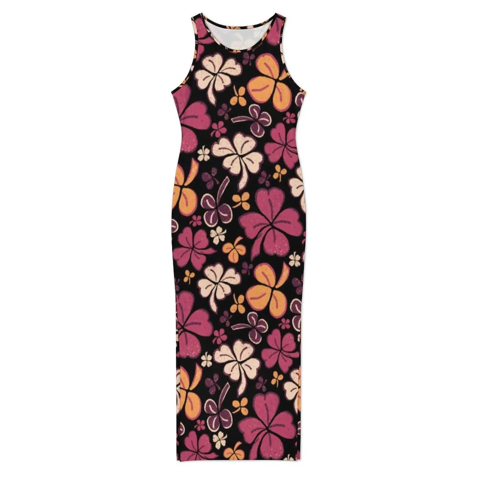 성 패트릭의 날 드레스 성 패트릭 럭키 클로버 토끼풀 레드 캐주얼 맥시 드레스 현대 Bodycon 드레스 여성 그래픽 의류