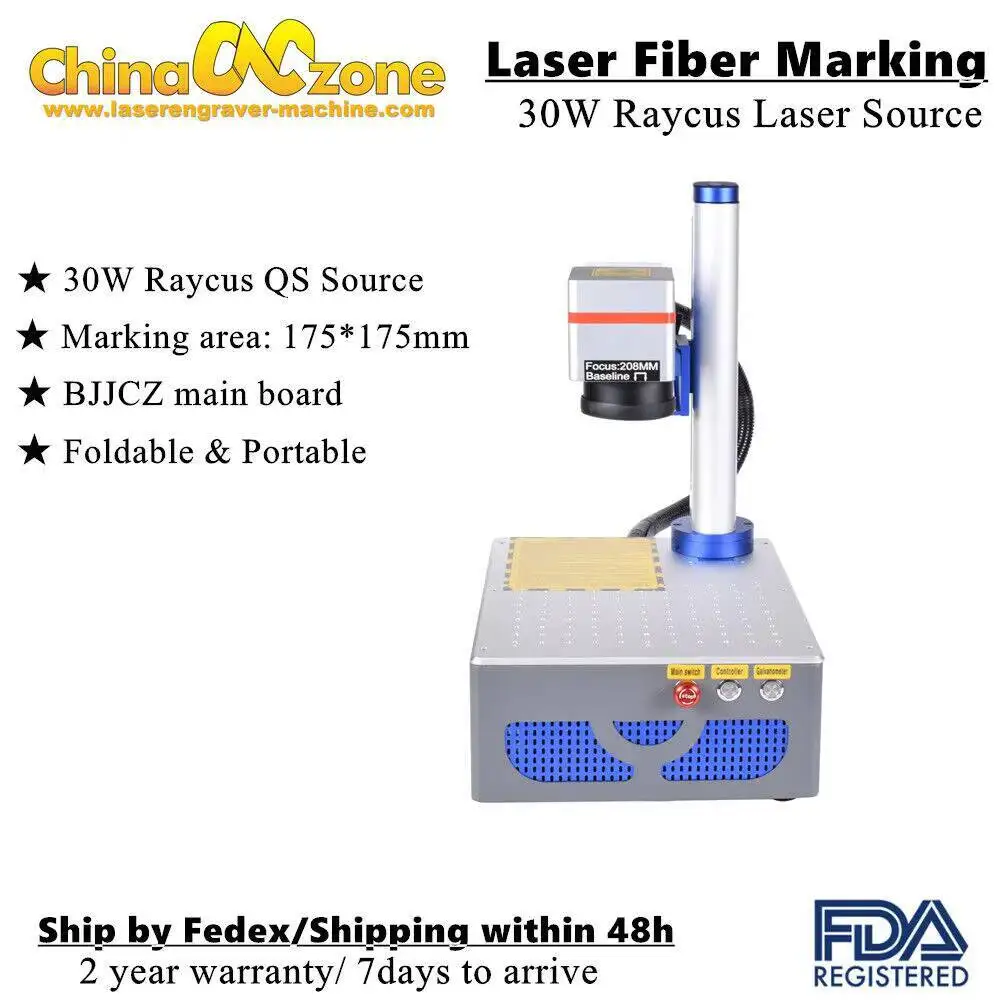 المحمولة 30 واط الألياف حفارة الفولاذ المقاوم للصدأ بمناسبة يدعم DXF PLT BMP AI DST فارمات الاستخدام المنزلي JPT ليزر EZCAD مستعمل جديد