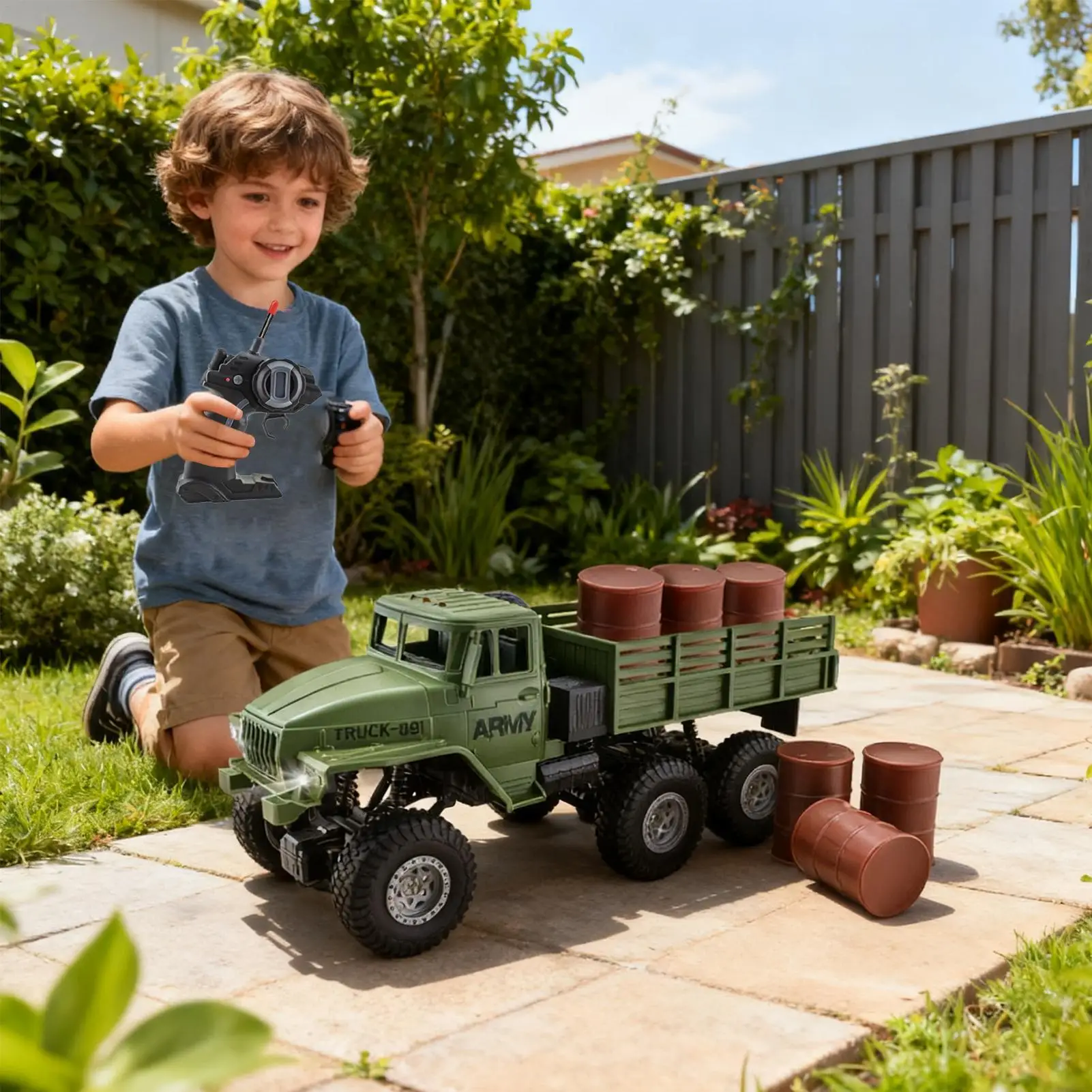 Remote Control Car RC Toy Truck for Boys Lighted Vehicles with Music for Boys Toddler Adults Birthday Christmas Outdoor Road