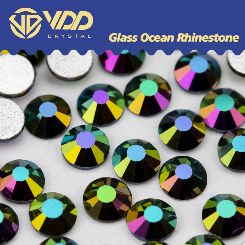 VDD 163 Magic Green SS4-SS30 Glass Rhinestones Crystal FlatBack Non-Hotfix Strass Stones Nail Art Accessories DIY Decoration