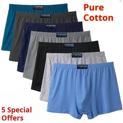 5pcs/Lot Large Size Men's Panties High Rise Loose Men Underwear Boxer Shorts 100 Cotton Men's Boxers Man Pack Underpants For Men