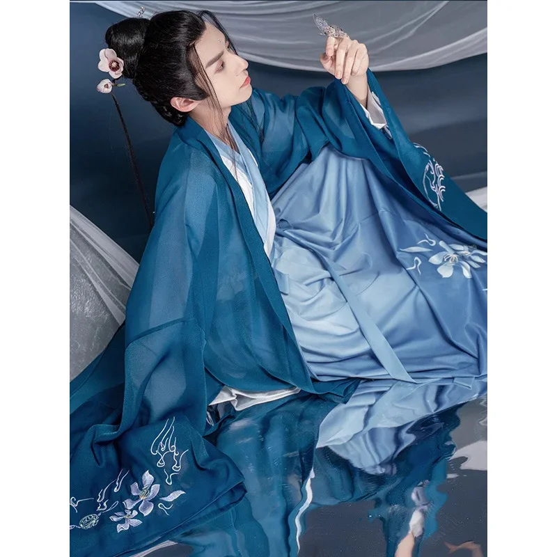 

DY20New Modern Hanfu Man Chinese Traditional Dress Kimonos Mujer Tang Dynasty Style Childe Hanbok Handsome Cosplay Multiple Suit