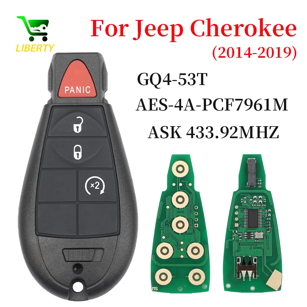 

Liberty GQ4-53T Remote Car Key 433MHz PCF7961M 4A Chip For Jeep Cherokee Sport KL 2014 2015 2016 2017 2018 2019 Fob Car key