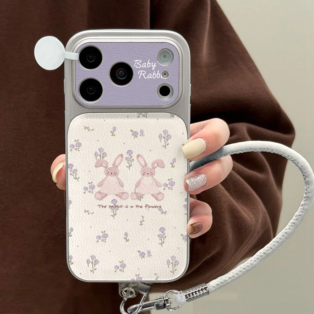 Cute Rubbit PU Leather Phone Cases For iPhone 18 Pro Max 17 16 15 14 13 12 11 Pro Max Soft Back Cover With Phone Stand/Lanyard - view 2