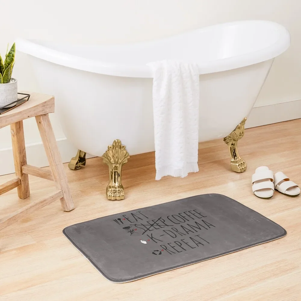 

Eat. Sleep...Coffee. K-drama. Repeat. Bath Mat Bathroom Carpet Toilet Rug Bathroom Interior Mat