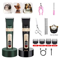 Recarregável Máquina De Corte De Cabelo, 4 Velocidade Pet Clipper, Grooming e Cuidados, Power Display, Aparador De Pêlos De Cão Profissional, Cães E Gato Aparador De Pêlos