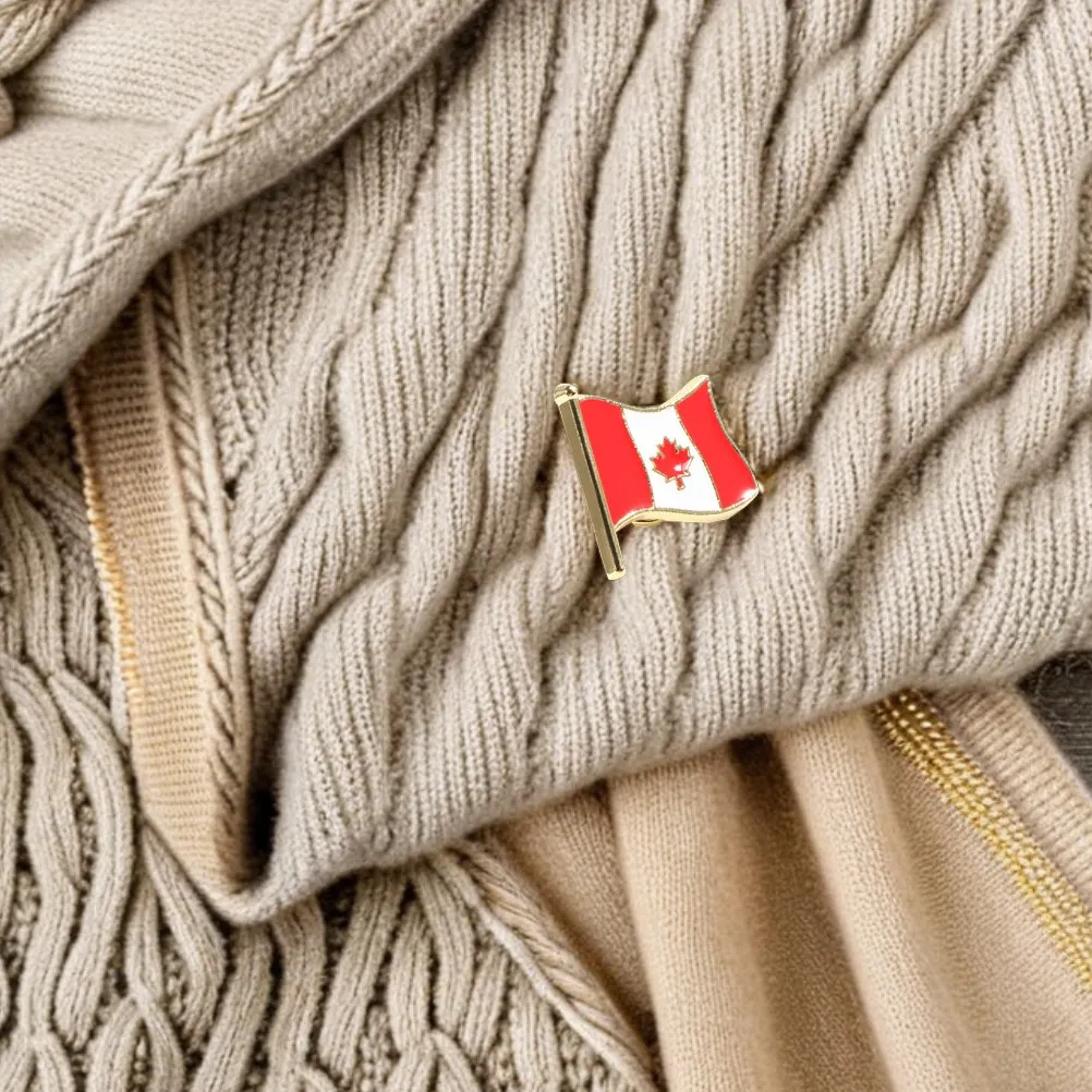 6Pcs Canadian Flag Lapel Pin Metal Brooch Patriotic National Flag Badge for Men Women Suit Jacket Daily Wear Alloy