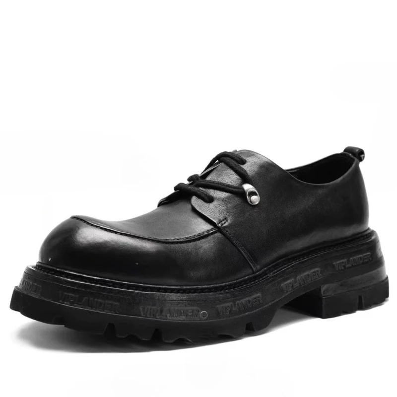 

Мужские туфли дерби из конской кожи в английском стиле: удобные, дышащие, на толстой подошве, увеличивающие рост